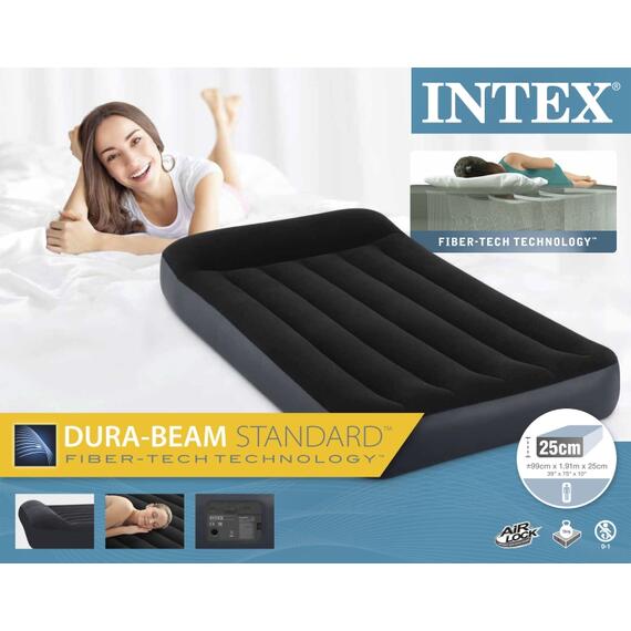 64146 Надувной матрас Intex Pillow Rest Classic Fiber-Tech, 99х191х25см, c встроенным насосом, фото , изображение 4