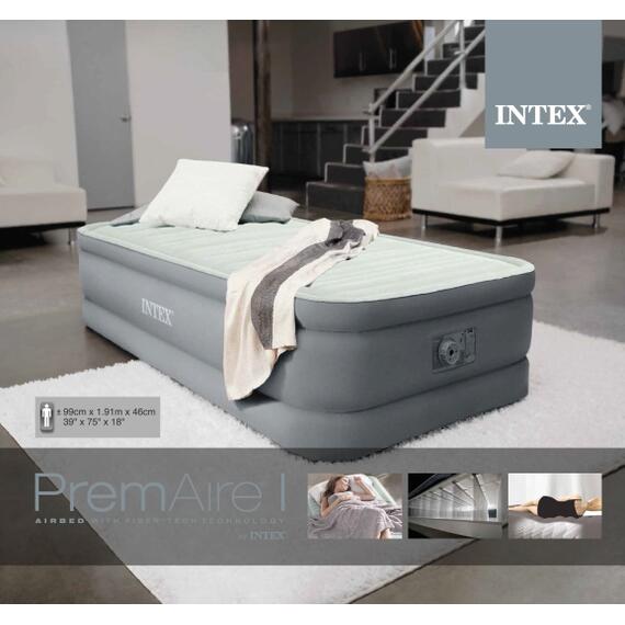 64902 Надувная кровать Intex Premaire Elevated Airbed 99х191х46см, встроенный насос 220V, фото , изображение 6