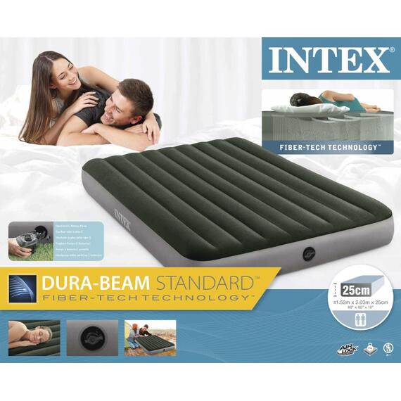 64779 Надувной матрас Intex Downy Airbed, 152х203х25 см, насос на батарейках (6хС), фото , изображение 2