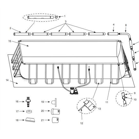 26792 Каркасный бассейн Intex Prism Frame 488 х 244 х 107 см, фильтр-насос, лестница, тент, подстилка, фото , изображение 3