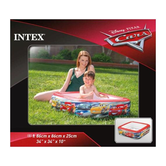 57101 Бассейн надувной Intex Тачки, прямоугольный, 85 х 85 х 23 см, 1-3 лет, фото , изображение 2