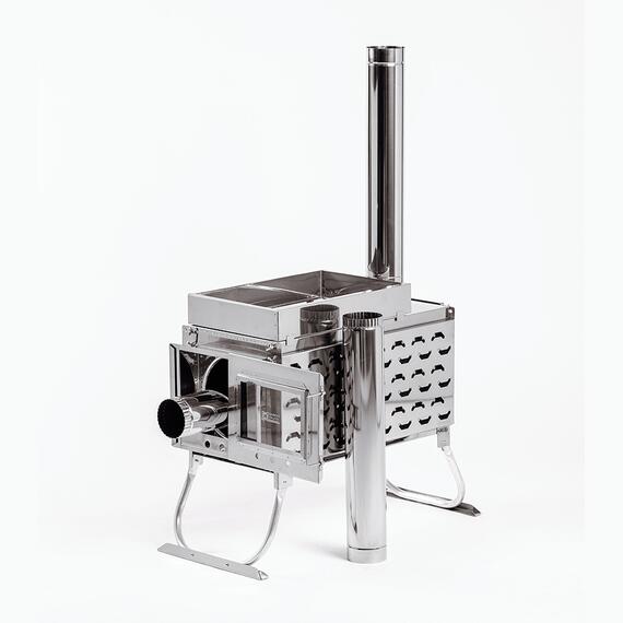 Печь-камин "ИНВЕНТ ПРО" большая 610х350х405 (нерж.сталь 0,8 мм) экраны-трансформеры толщиной 1 мм. + короб для камней, фото , изображение 6