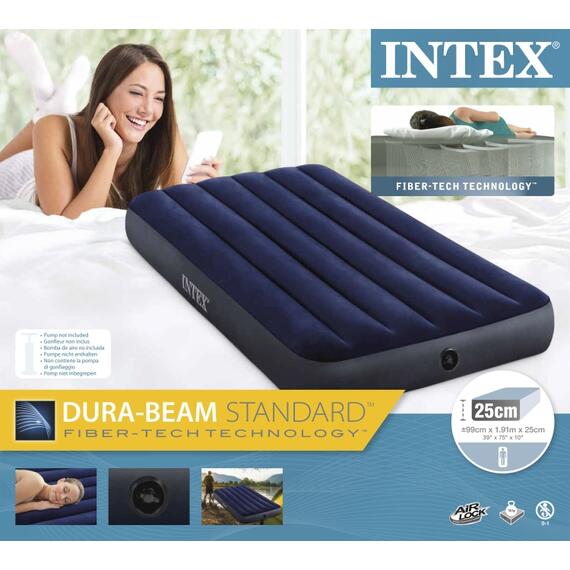 64757 Надувной матрас Intex Classic Downy Airbed Fiber-tech, 99х191х25см, фото , изображение 4