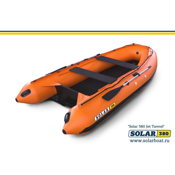 Лодка надувная моторная solar-380 JET тоннель (оранжевый), фото 