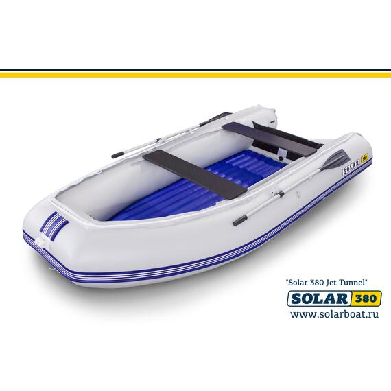 Лодка надувная моторная solar-380 JET тоннель (Светло-серый), фото 