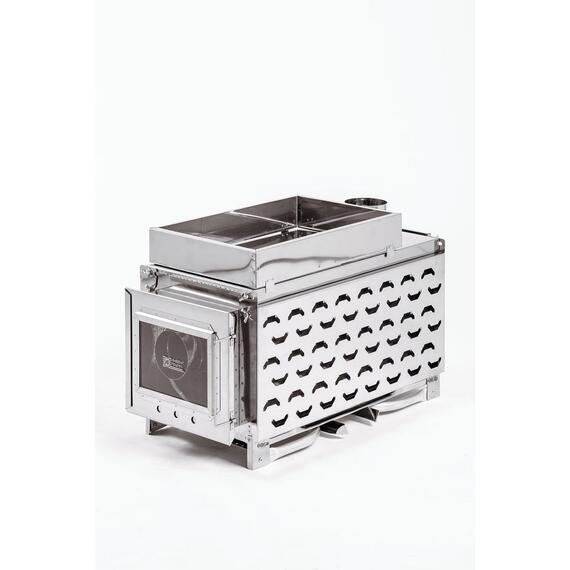 Печь-камин "ИНВЕНТ ПРО" большая 610х350х405 (нерж.сталь 0,8 мм) экраны-трансформеры толщиной 1 мм. + короб для камней, фото , изображение 9