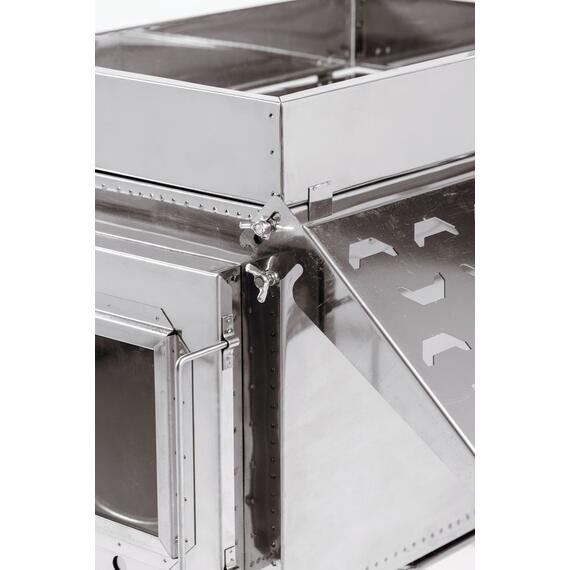 Печь-камин "ИНВЕНТ ПРО" большая 610х350х405 (нерж.сталь 0,8 мм) экраны-трансформеры толщиной 1 мм. + короб для камней, фото , изображение 11