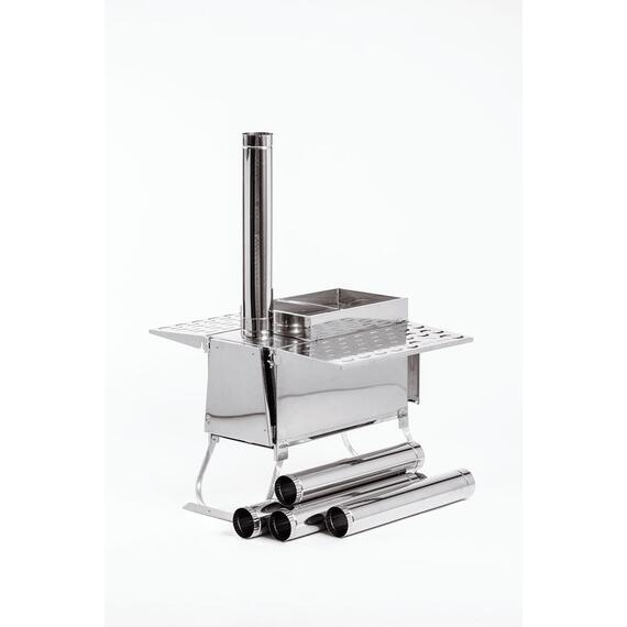 Печь-камин "ИНВЕНТ ПРО" большая 610х350х405 (нерж.сталь 0,8 мм) экраны-трансформеры толщиной 1 мм. + короб для камней, фото , изображение 13