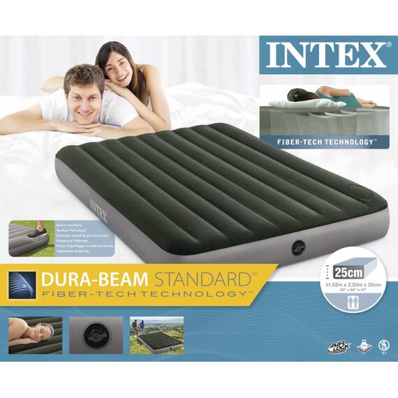 64763 Надувной матрас Intex Downy Airbed, 152х203х25см, со встроенным ножным насосом, фото , изображение 6