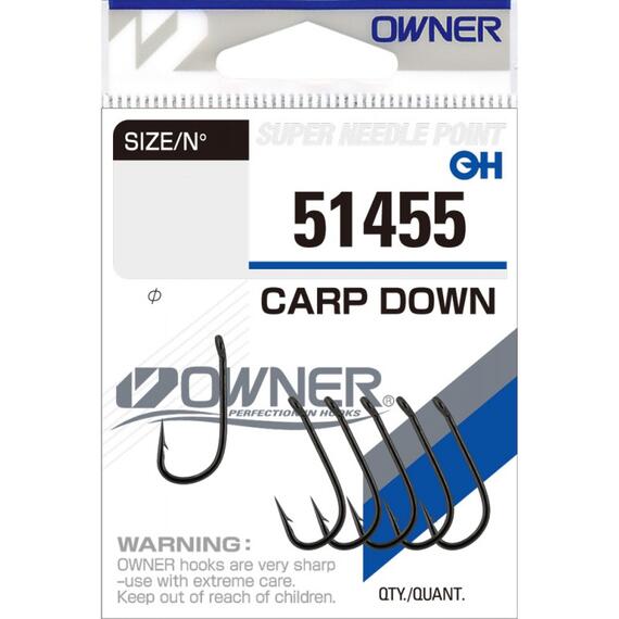 Крючок OWNER Carp Down BC №1 5шт, Размер: №1, фото 