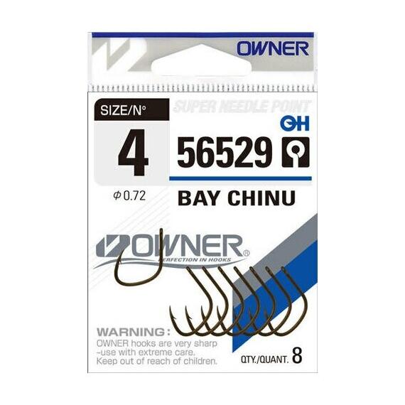 Крючок OWNER Bay Chinu brown №6 9шт, Размер: №6, фото 