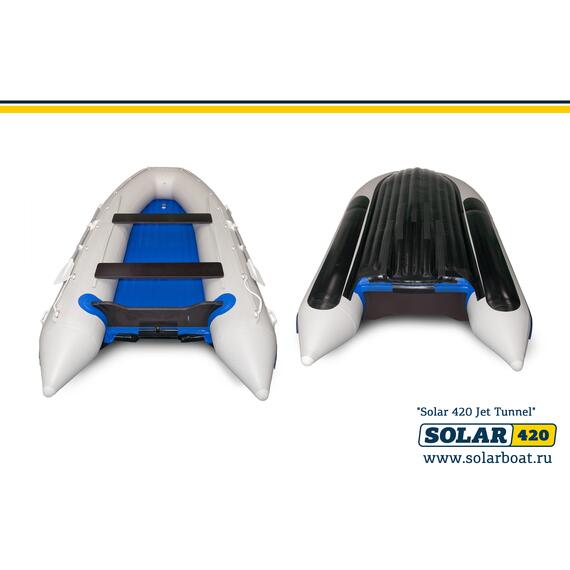 Лодка надувная моторная solar-420 JET тоннель (Светло-серый), фото 