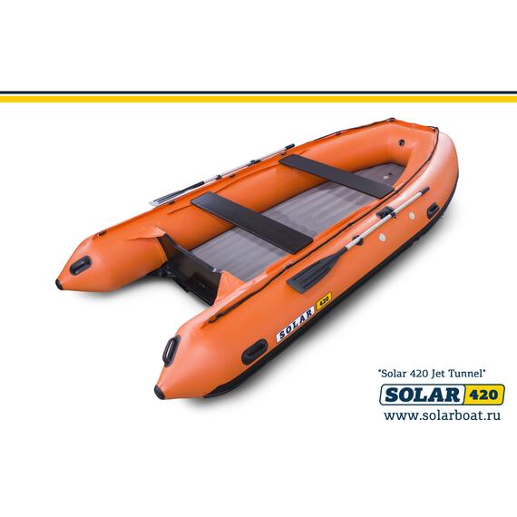 Лодка надувная моторная solar-420 JET тоннель (Оранжевый), фото , изображение 4