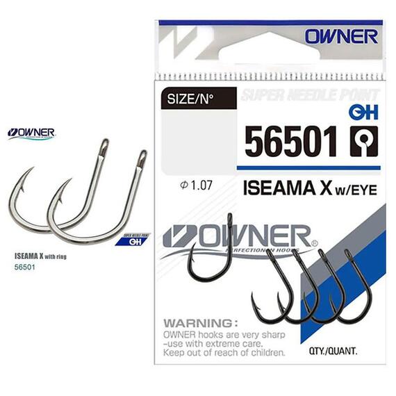 Крючок OWNER Iseama X w/eye BC №1 3шт, Размер: №1, Количество: 3, фото 