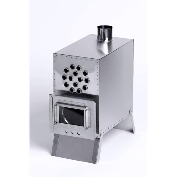 Теплообменник дровяной для палатки "Вектор-ВД" 400х200х380 (нерж.сталь) с вентилятором, фото 