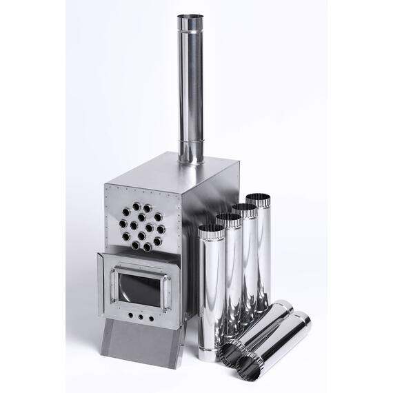 Теплообменник дровяной для палатки "Вектор-ВД" 400х200х380 (нерж.сталь) с вентилятором, фото , изображение 4