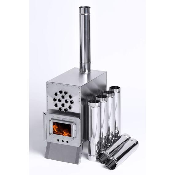 Теплообменник дровяной для палатки "Вектор-ВД" 400х200х380 (нерж.сталь) с вентилятором, фото , изображение 3