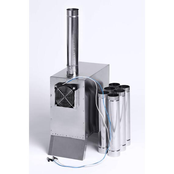 Теплообменник дровяной для палатки "Вектор-ВД" 400х200х380 (нерж.сталь) с вентилятором, фото , изображение 8