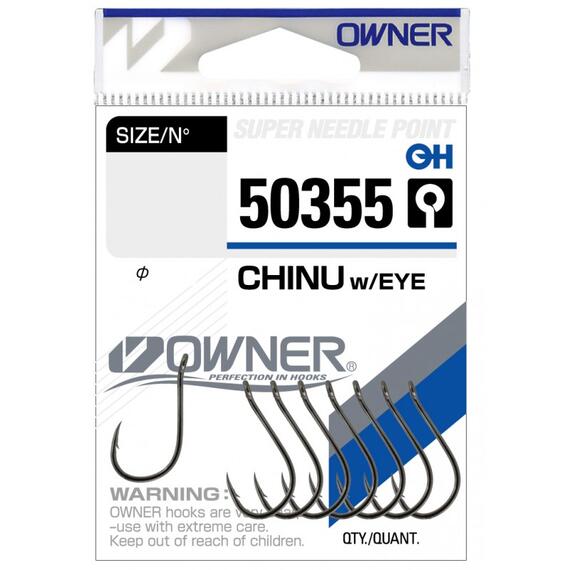 Крючок OWNER Chinu w/eye BC №2 9шт, Размер: №2, Количество: 9 шт., фото 