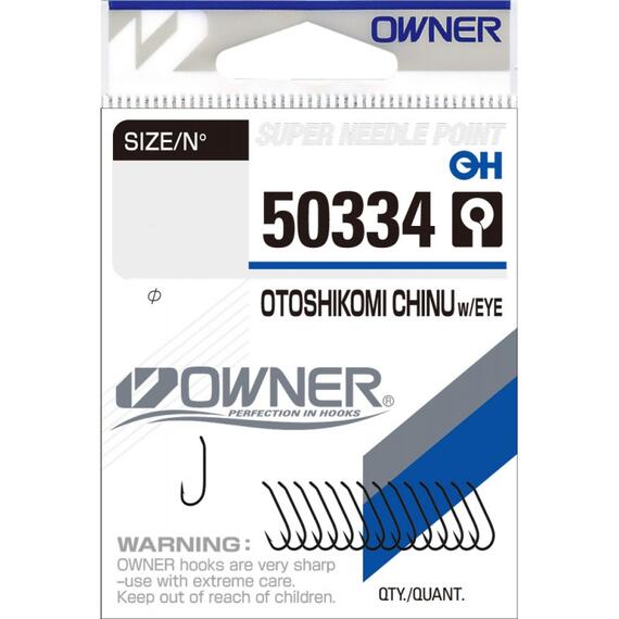 Крючок OWNER Otoshikomi Chinu w/eye №18 15шт, Размер: №18, Количество: 18, фото 