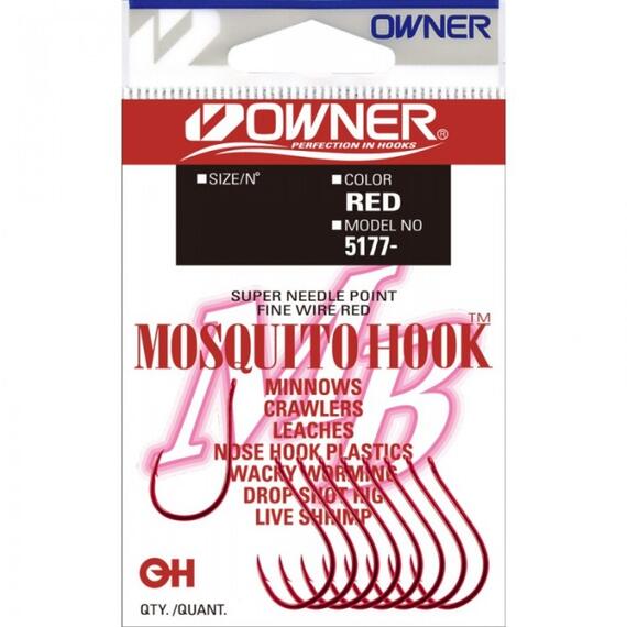 Крючок OWNER Mosquito Hook red №10 12шт, Размер: №10, Количество: 12, фото 