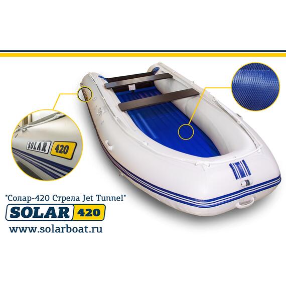 Лодка надувная моторная solar-420 Стрела JET тоннель (Синий), фото , изображение 2