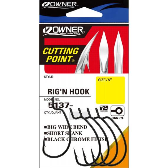 Крючок OWNER Rig'N Hook BC №1 6шт, Размер: №1, Количество: 6, фото 