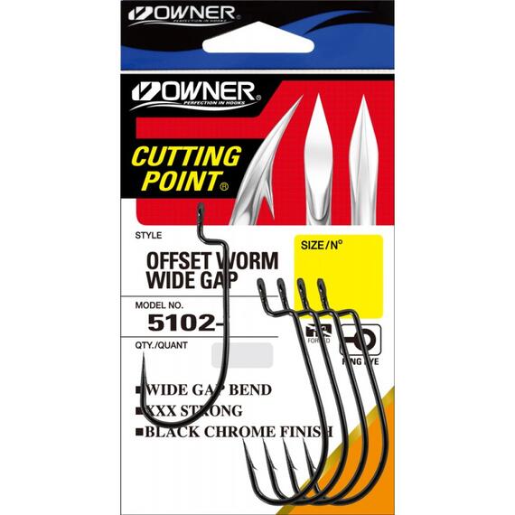 Крючок OWNER Offset Shank Wide Gap BC №2/0 6шт, Размер: №2/0, Количество: 6, фото 