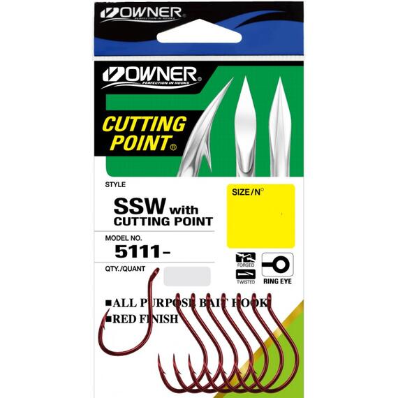 Крючок OWNER Cut SSW red №8 12шт, Размер: №8, Количество: 12, фото 