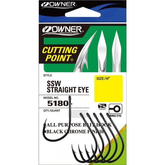 Крючок OWNER OC SSW Straight w/eye BC №5/0 5шт, Размер: №5/0, Количество: 5, фото 