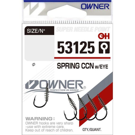 Крючок OWNER Spring Chinu w/Eye BC №8 5шт, Цвет: BC, Размер: №8, Количество: 5, фото 