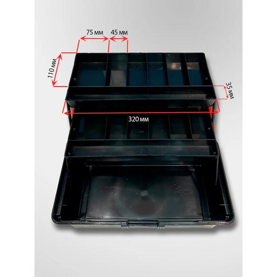 Ящик рыболовный "Пионер" (370*210*210) 2 лотка красный, фото , изображение 2