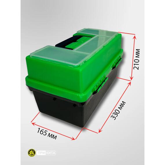 Ящик рыболовный "Пионер" (370*210*210) 2 лотка зеленый, фото , изображение 2