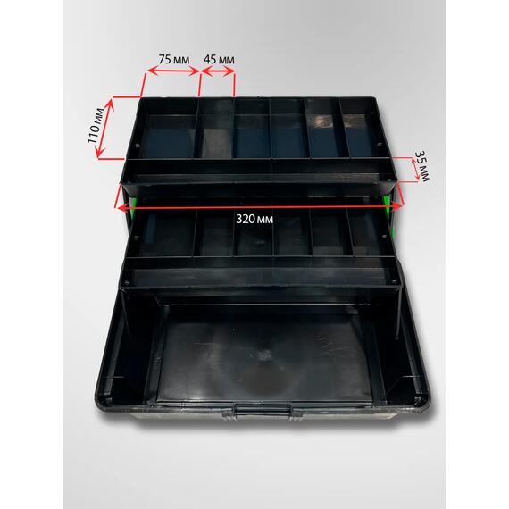 Ящик рыболовный "Пионер" (370*210*210) 2 лотка зеленый, фото , изображение 3