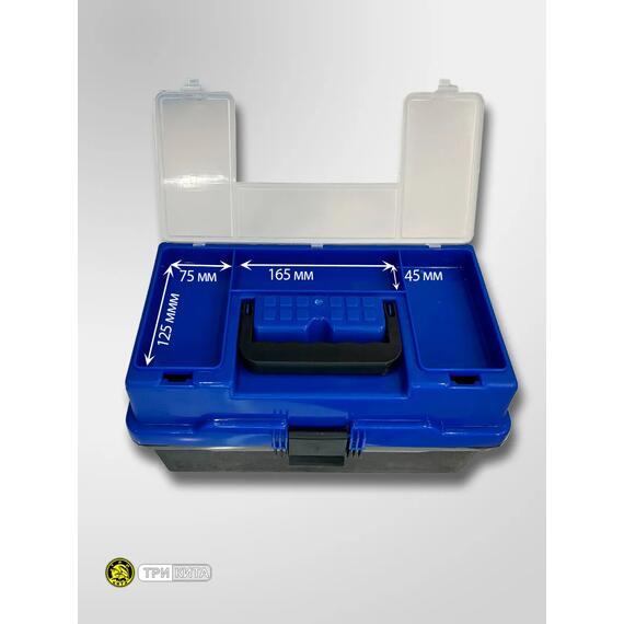 Ящик рыболовный "Пионер" (370*210*210) 2 лотка синий, фото , изображение 4
