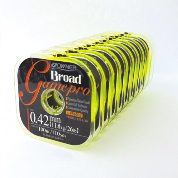 Леска OWNER Broad Game Pro yellow 100м 0,24мм 4,35кг, Цвет: Yellow, Размер: 0.24 мм, фото 