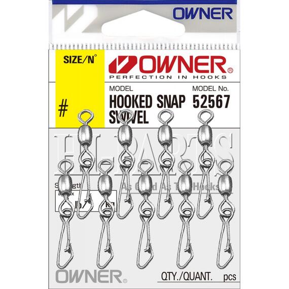 Застежка с вертлюгом OWNER Hooked Snap Swivel №18 9шт, Номер: №18, фото 