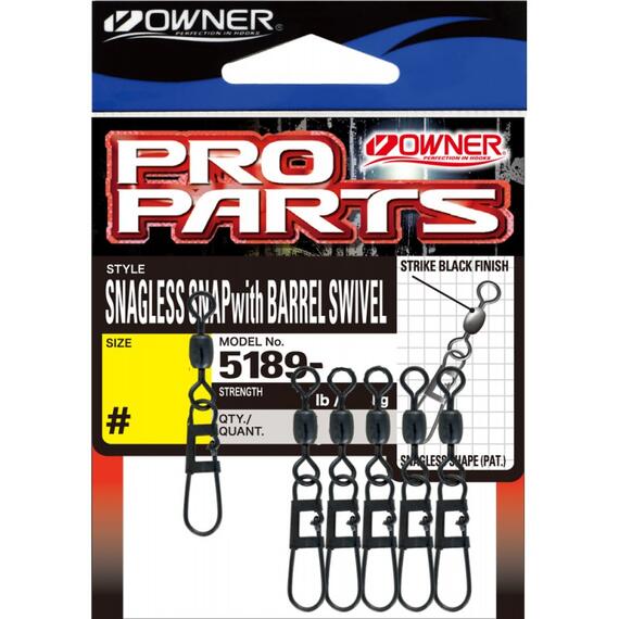 Застежка OWNER с вертлюгом Snagless Snap w/Barrel Swivel №8 6шт, Номер: №8, фото 