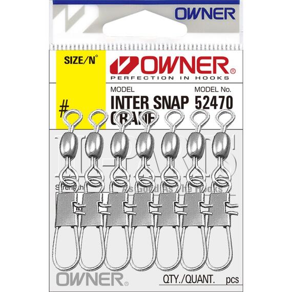 Застежка OWNER с вертлюгом Inter Snap Crane №6 9шт, фото 