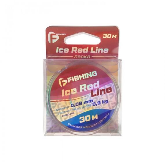 Леска F-FISHING Ice Red Line 30м 0,12мм , Диаметр лески: 0,12 мм, Размотка: 30 м, Разрывная нагрузка: 1,9 кг, фото 