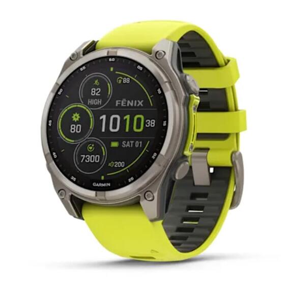 Часы Garmin Fenix 8 - 47 мм Solar Sapphire титан, силиконовый ремешок, фото 