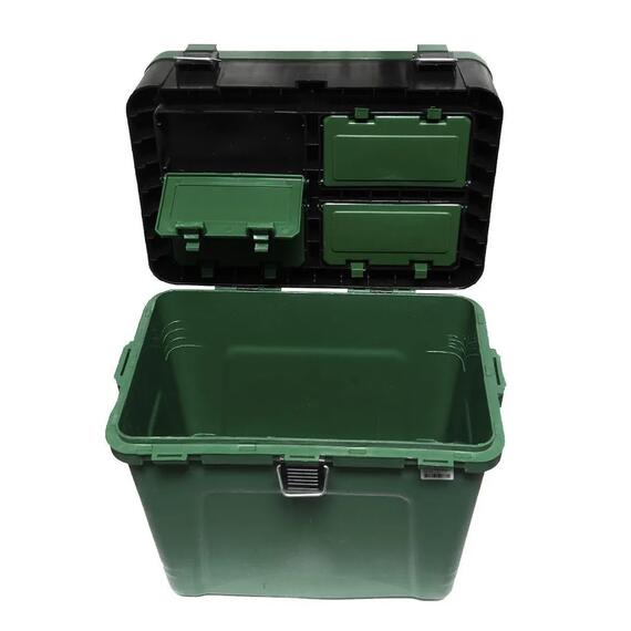 Ящик зимний ТРИ КИТА зеленый большой (4+4 отделения для приманок) (380*360*240), фото , изображение 3