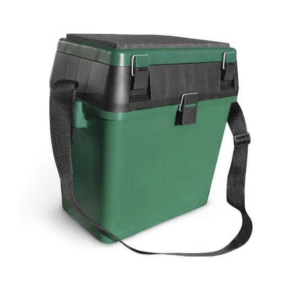 Ящик зимний ТРИ КИТА зеленый большой (4+4 отделения для приманок) (380*360*240), фото 