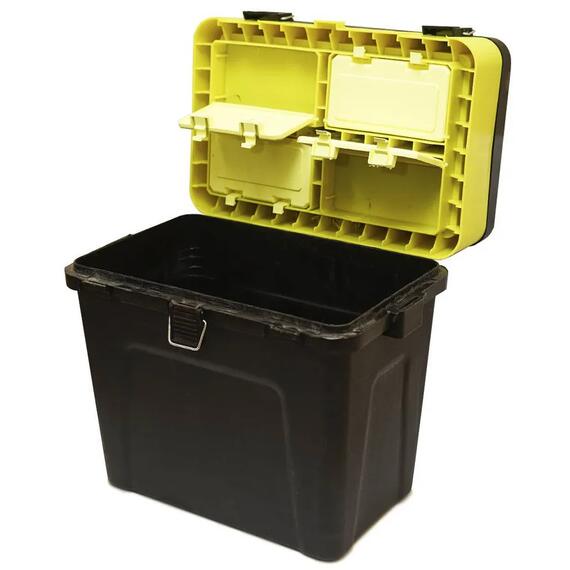 Ящик зимний ТРИ КИТА черно-жёлтый (4+4 отделения для приманок) (380*360*240), фото , изображение 3