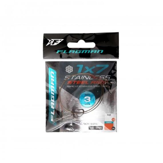 Поводок FLAGMAN X7 с двойником #2 7вол 10кг 25см (3шт), фото , изображение 2