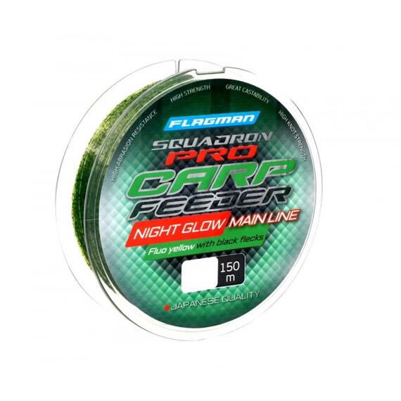 Леска FLAGMAN Squadron Pro Carp Feeder Night Glow Line 150м 0.315мм, Диаметр лески: 0,315 мм, Размотка: 150 м, Разрывная нагрузка: 7,5 кг, фото 