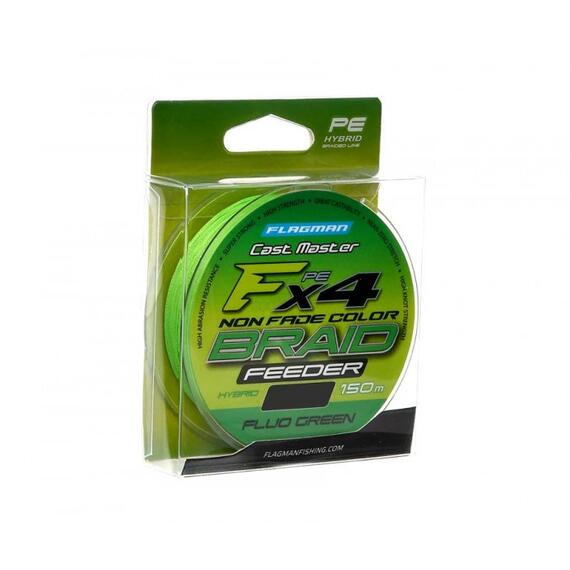 Шнур FLAGMAN Cast Master Feeder Braid F4 150м Fluo Green 0.14мм 8.7кг 19lb. шт, Диаметр лески: 0.14 мм, Размотка: 150 м, Разрывная нагрузка: 8.7 кг, фото , изображение 2