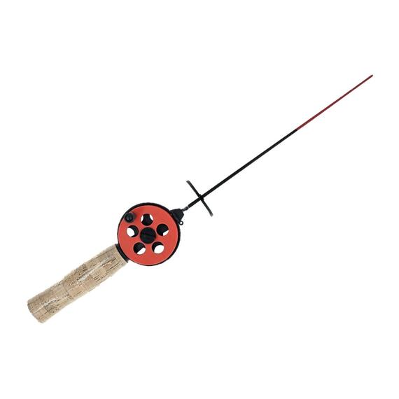 Удочка зимняя ТРИ КИТА "Профи" УП-1 с пробковой ручкой (хлыст стекловолокно) оранжевая, фото 