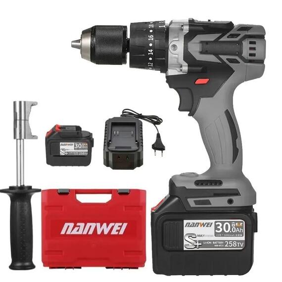 Шуруповерт бесщеточный для ледобура с двумя аккумуляторами NANWEI, фото 