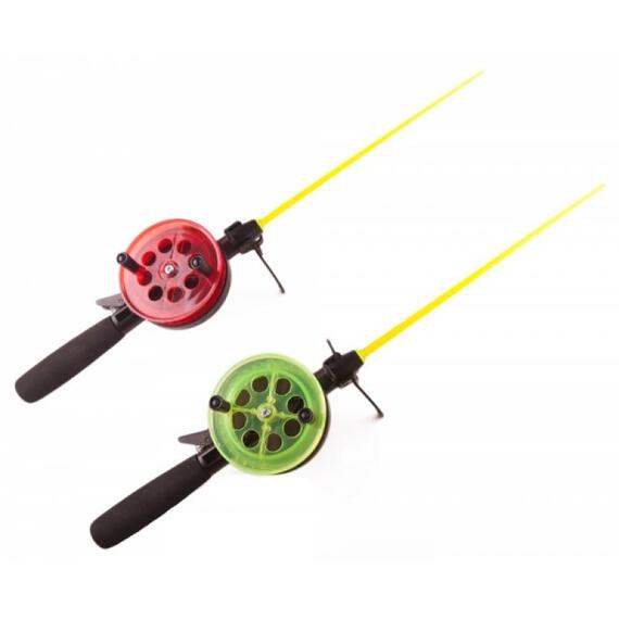 Удочка зимняя ТРИ КИТА "Техно" диаметр 65, с неопрен. ручкой (хлыст поликарбонат) зеленая, фото 